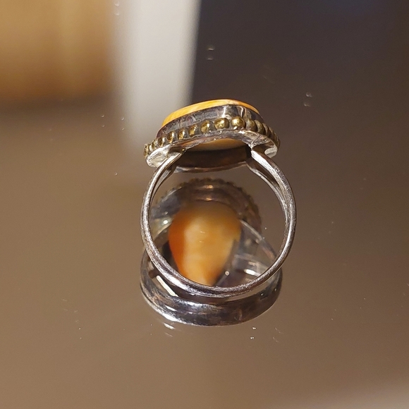 Sterling and septarian stone ring 6/7 jewelry estate statement - Picture 3 of 5